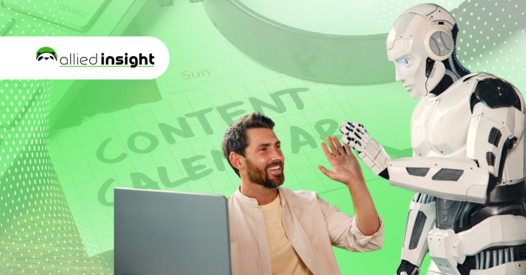 A professional sitting at a laptop gives a robot a high five